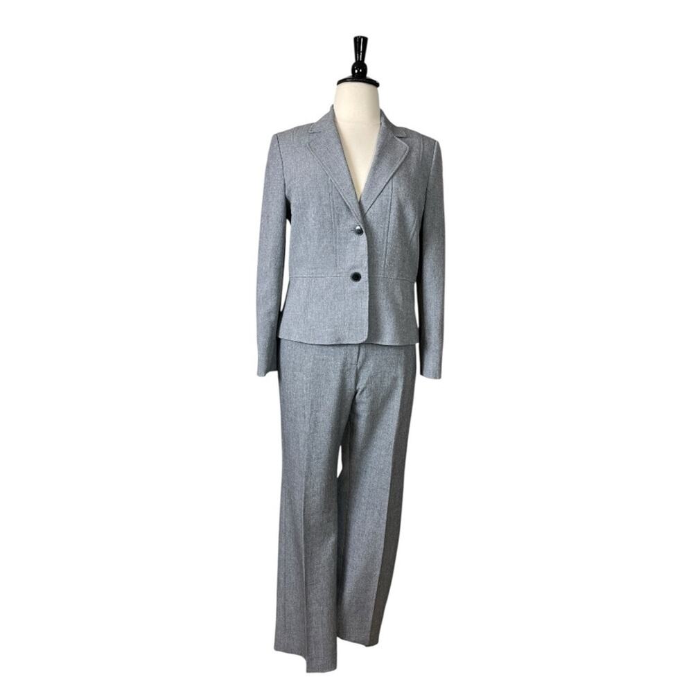 Kasper Women’s Pant Suit 2 Button Kate Classic Fit Notch Lapel Gray Size 16